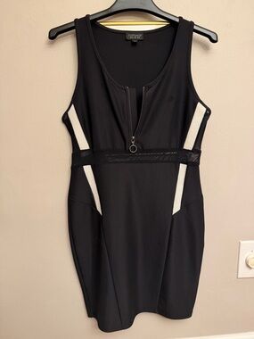 Topshop Black Mini Dress with White Contrast Panels